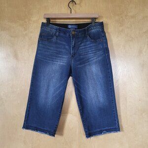 Democracy Ab Solution Distressed Denim Bermuda Shorts Size 12 NWOT